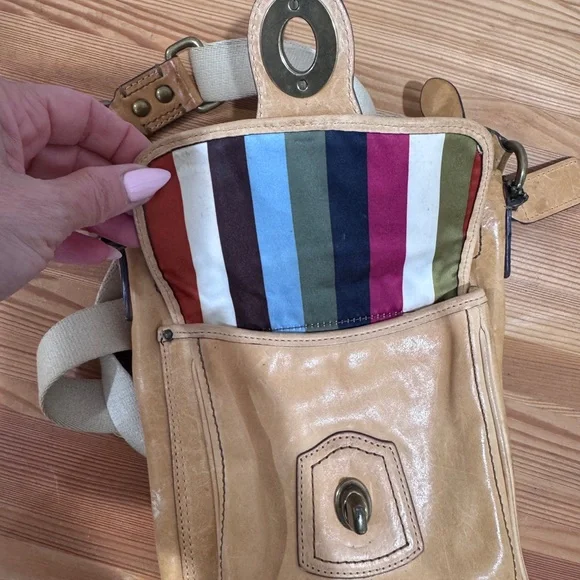 Coach Beige Leather Messenger Bag with Canvas Strap - Picture 5 of 6